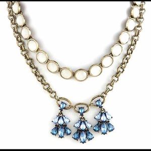 Antiqued Layered Lil' Blue Bell Crystal Necklace-boutique